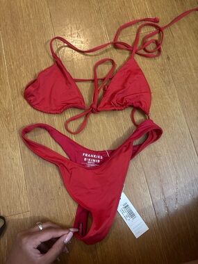 Frankie's Bikinis Scarlet String Triangle Bikini Set